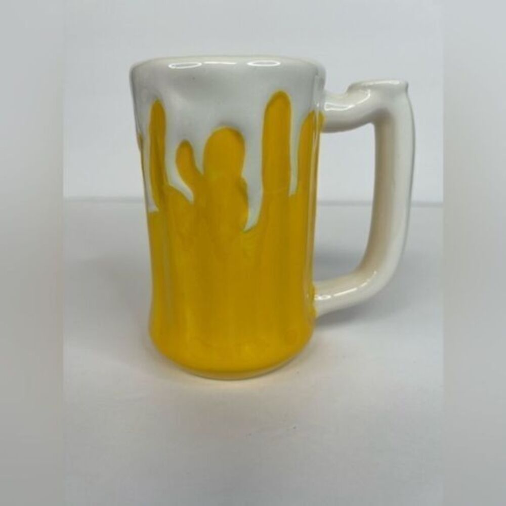 Zak Designs Yellow with White Drip Beer Coffee Mug 12 oz Gift For Dad Husband‎